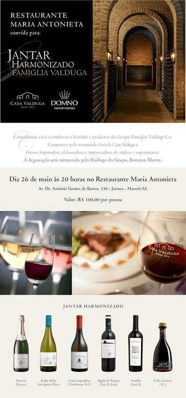 Maria Antonieta - Degustação Harmonizada